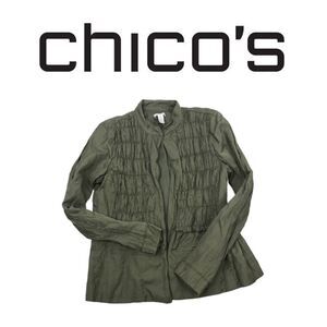 33. Chico’s Army Green Light Weight Jacket. Sz 1